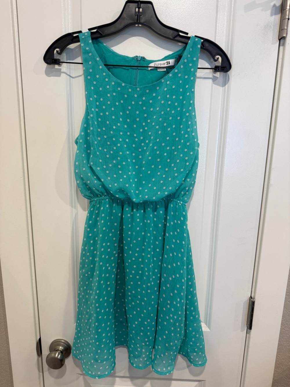 Forever 21 Teal Dot Sleeveless Casual Dress Size S